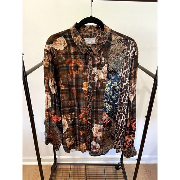 Johnny Was Octave Floral Print Mix Shirt Size medium - Picture 2 of 5